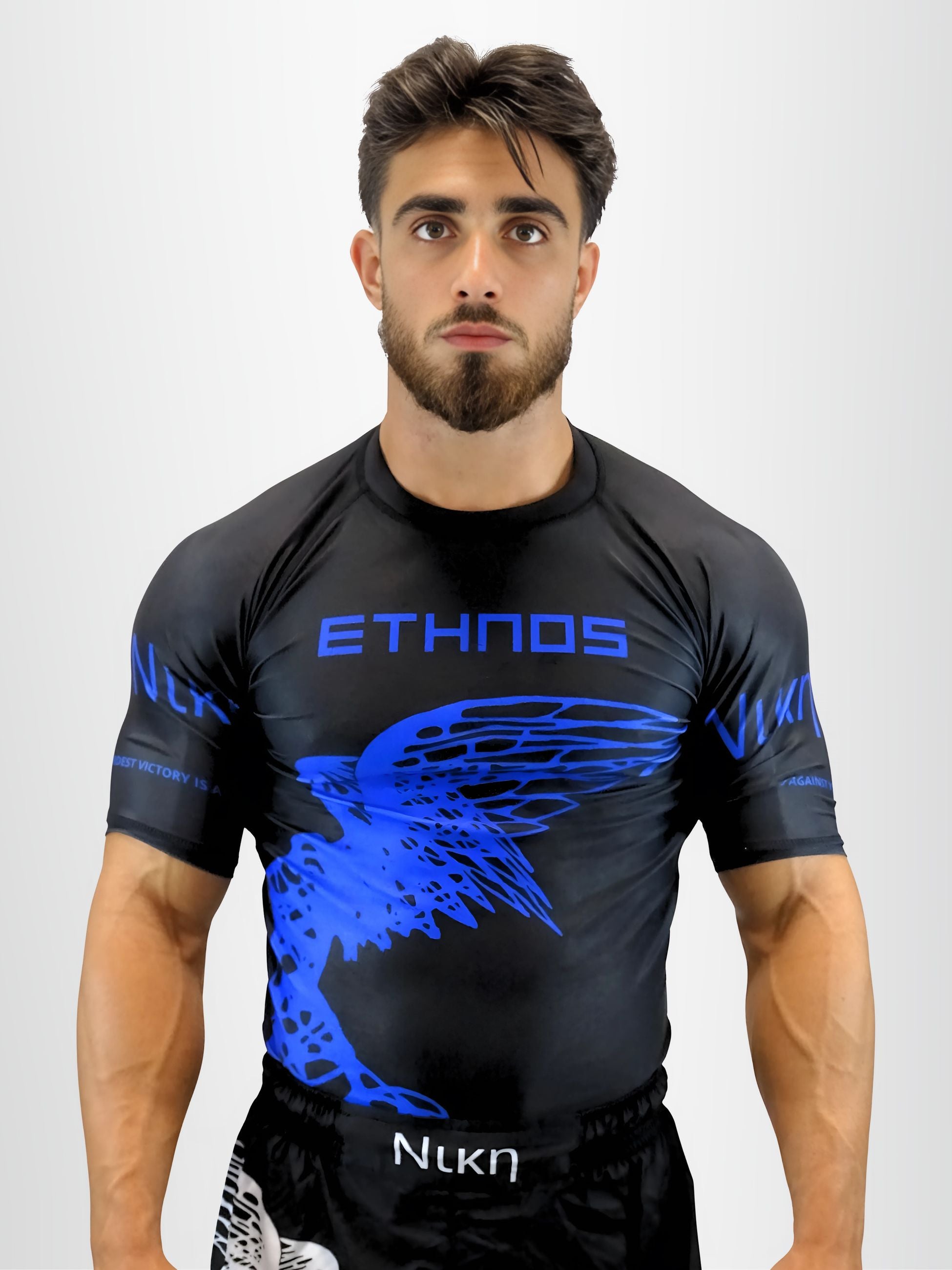 Ethnos Rash Guard Uomo Νικη (Nike) Nero-Blu avanti