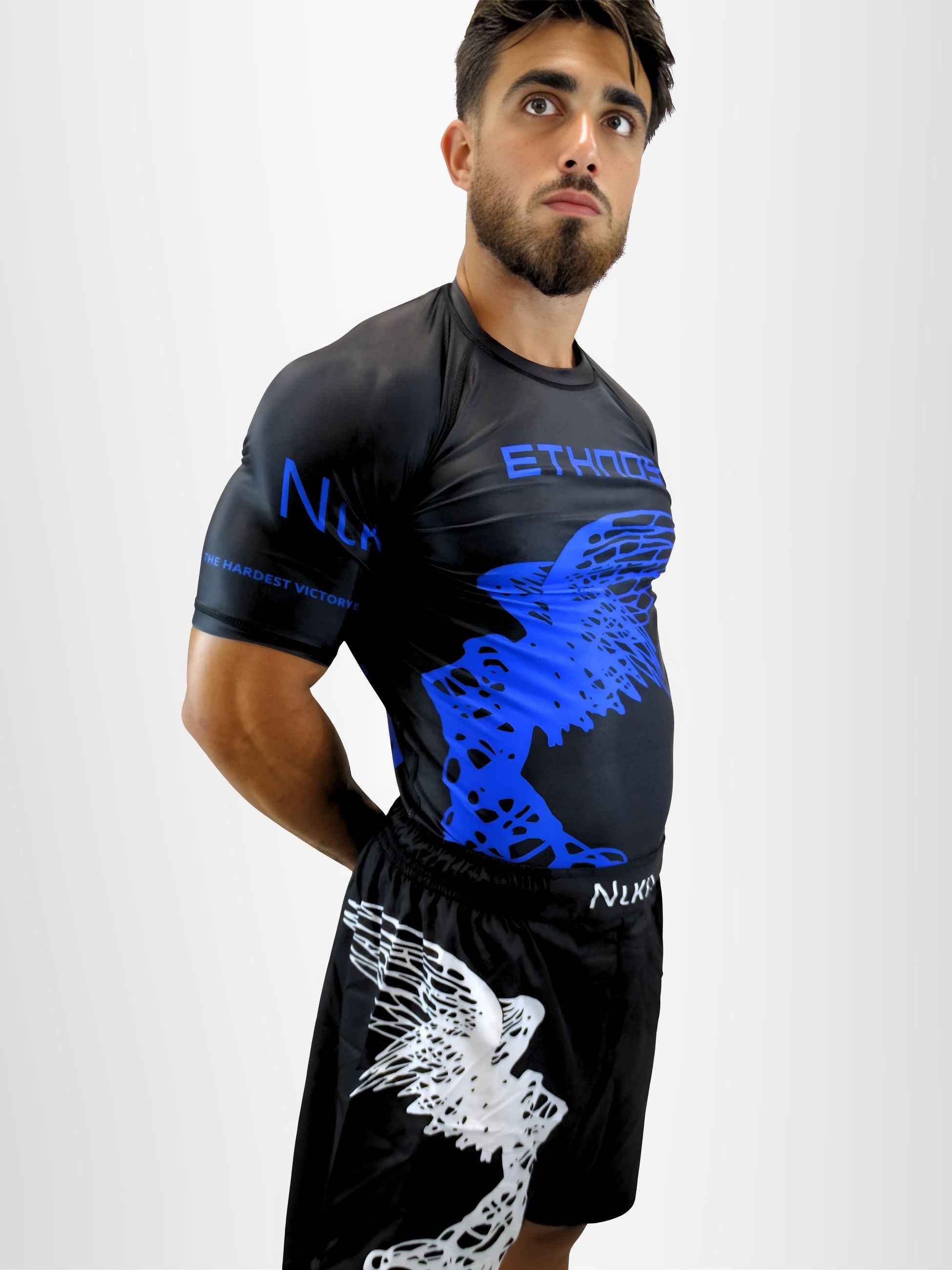 Ethnos Rash Guard Uomo Νικη (Nike) Nero-Blu laterale
