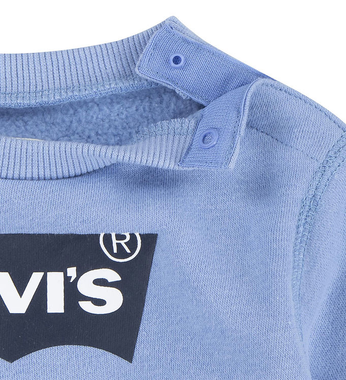 Levi&#39;s Kids Crewneck sweatshirt with classic Batwing logo for infants 6E9079-BF2 light blue