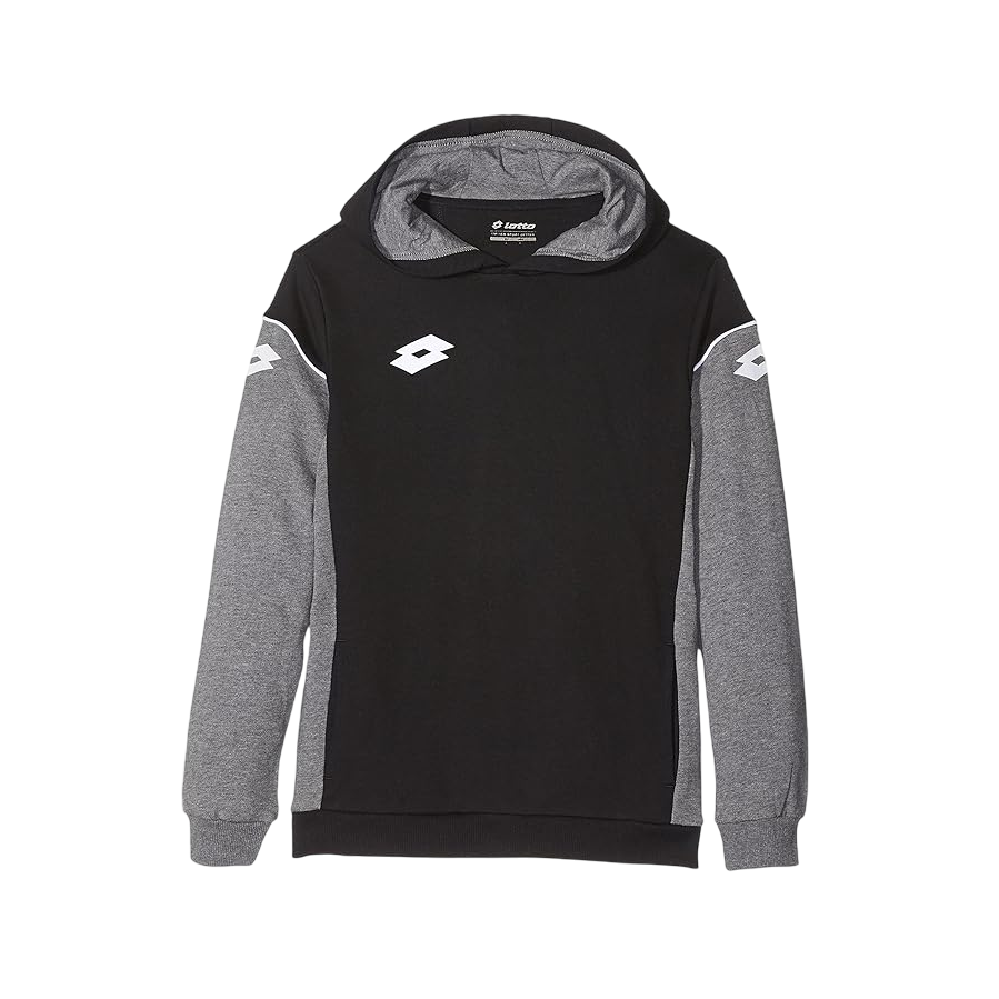 Felpa Lotto Star Evo Hood R9726 nero-grigio uomo con cappuccio, tecnologia avanzata per comfort premium durante sport e lifestyle