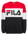 Fila felpa girocollo con logo da uomo 681255 A089 rosso-nero-bianco