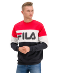 Fila felpa girocollo con logo da uomo 681255 A089 rosso-nero-bianco