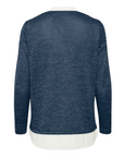 Fransa women's V-neck sweater with collar and bottom shirt Frrexan 20610799 1939231 blue