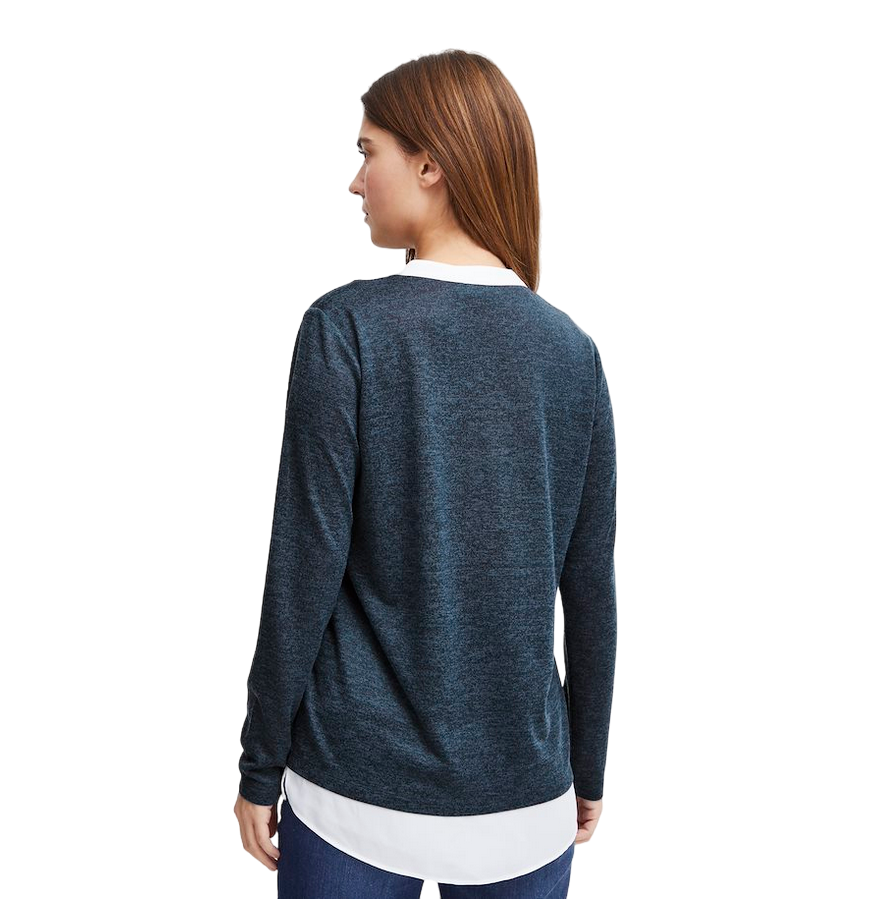 Fransa women&#39;s V-neck sweater with collar and bottom shirt Frrexan 20610799 1939231 blue