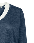 Fransa women's V-neck sweater with collar and bottom shirt Frrexan 20610799 1939231 blue
