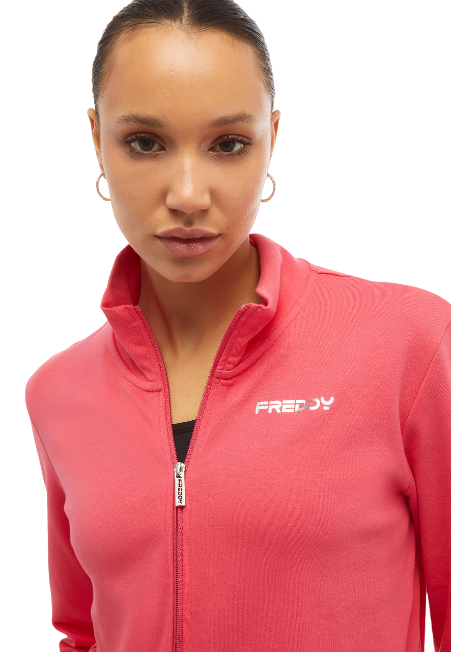 Freddy women&#39;s tracksuit with full zip and high neck S4WTRK10 R24N cyclamen red black