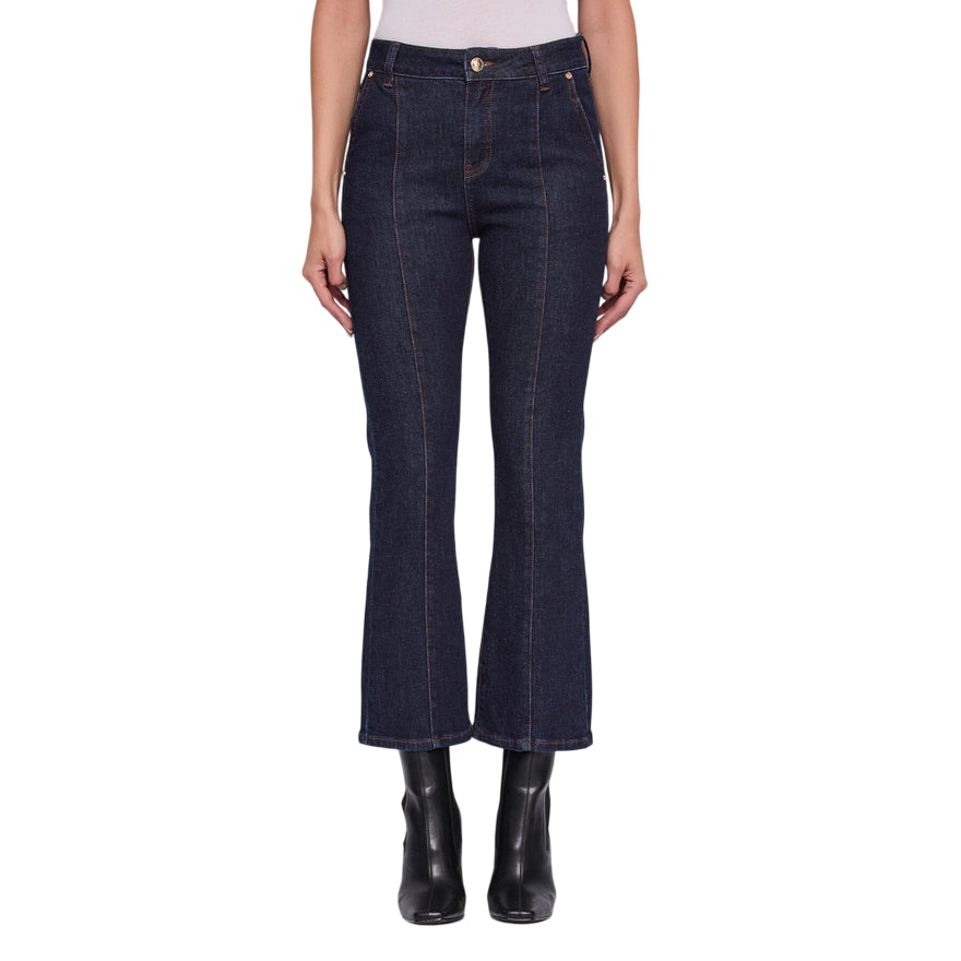 Gaudì Jeans 521BD26002_00 Blu Scuro: Jeans Donna Flared Cropped con Gioiello