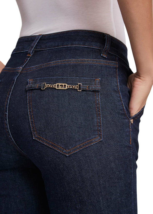 Gaudì Jeans 521BD26002_00 Blu Scuro: Jeans Donna Flared Cropped con Gioiello - dettaglio