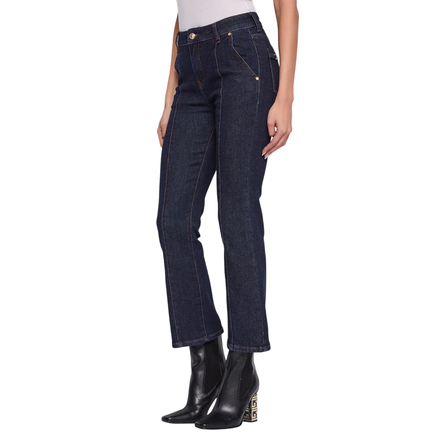 Gaudì Jeans 521BD26002_00 Blu Scuro: Jeans Donna Flared Cropped con Gioiello - laterale