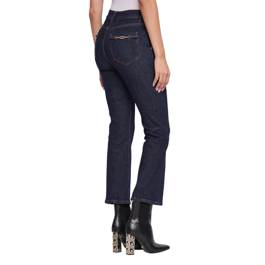 Gaudì Jeans 521BD26002_00 Blu Scuro: Jeans Donna Flared Cropped con Gioiello - posteriore