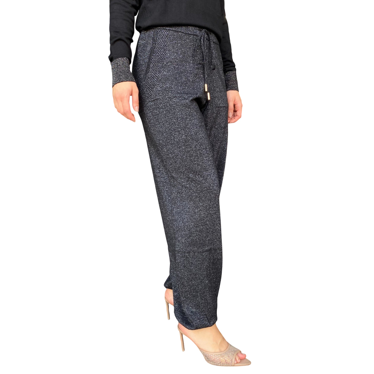 Gaudì Pantaloni 521BD23002 2001 Nero: Pantaloni Donna Lurex con Coulisse - lato