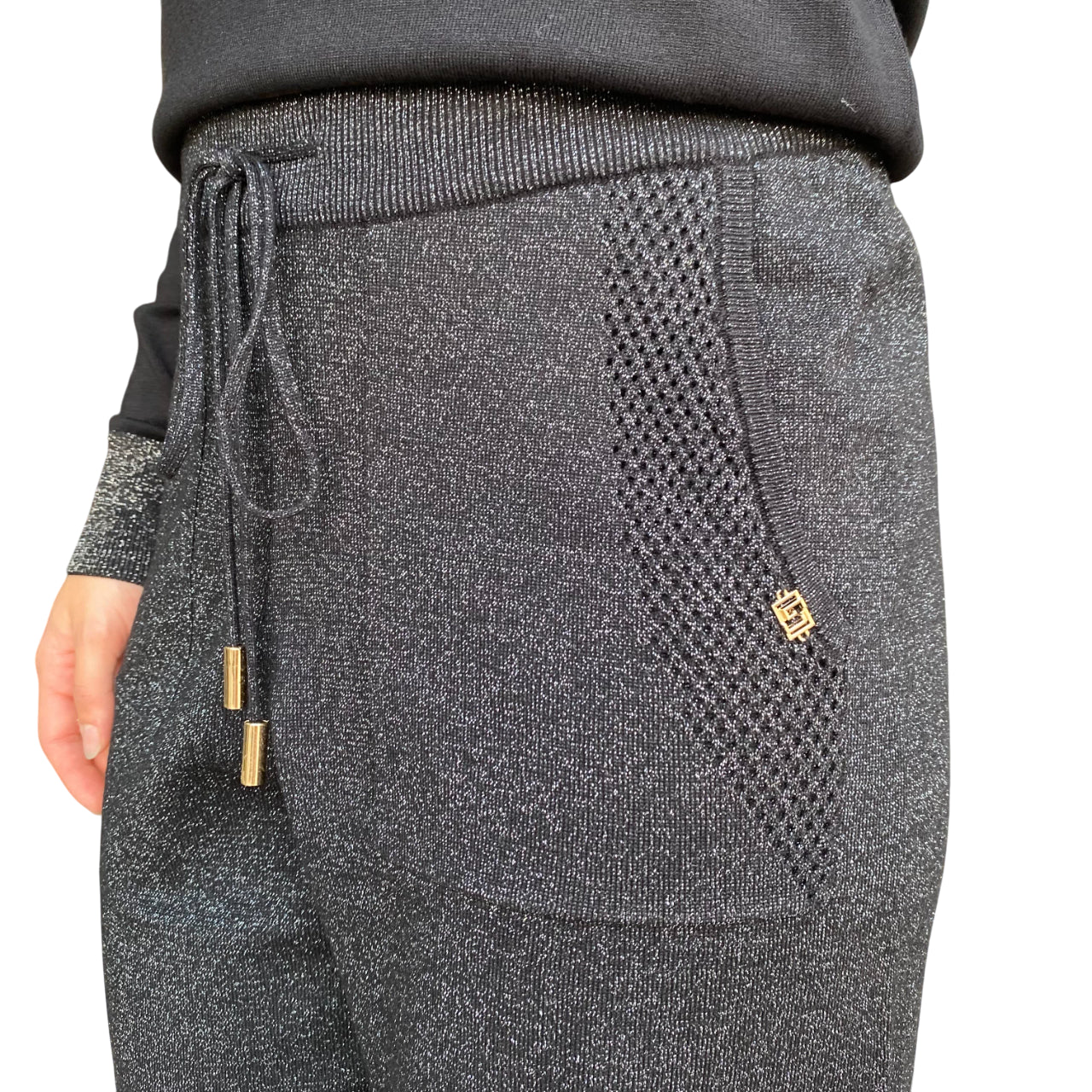 Gaudì Pantaloni 521BD23002 2001 Nero: Pantaloni Donna Lurex con Coulisse dettaglio