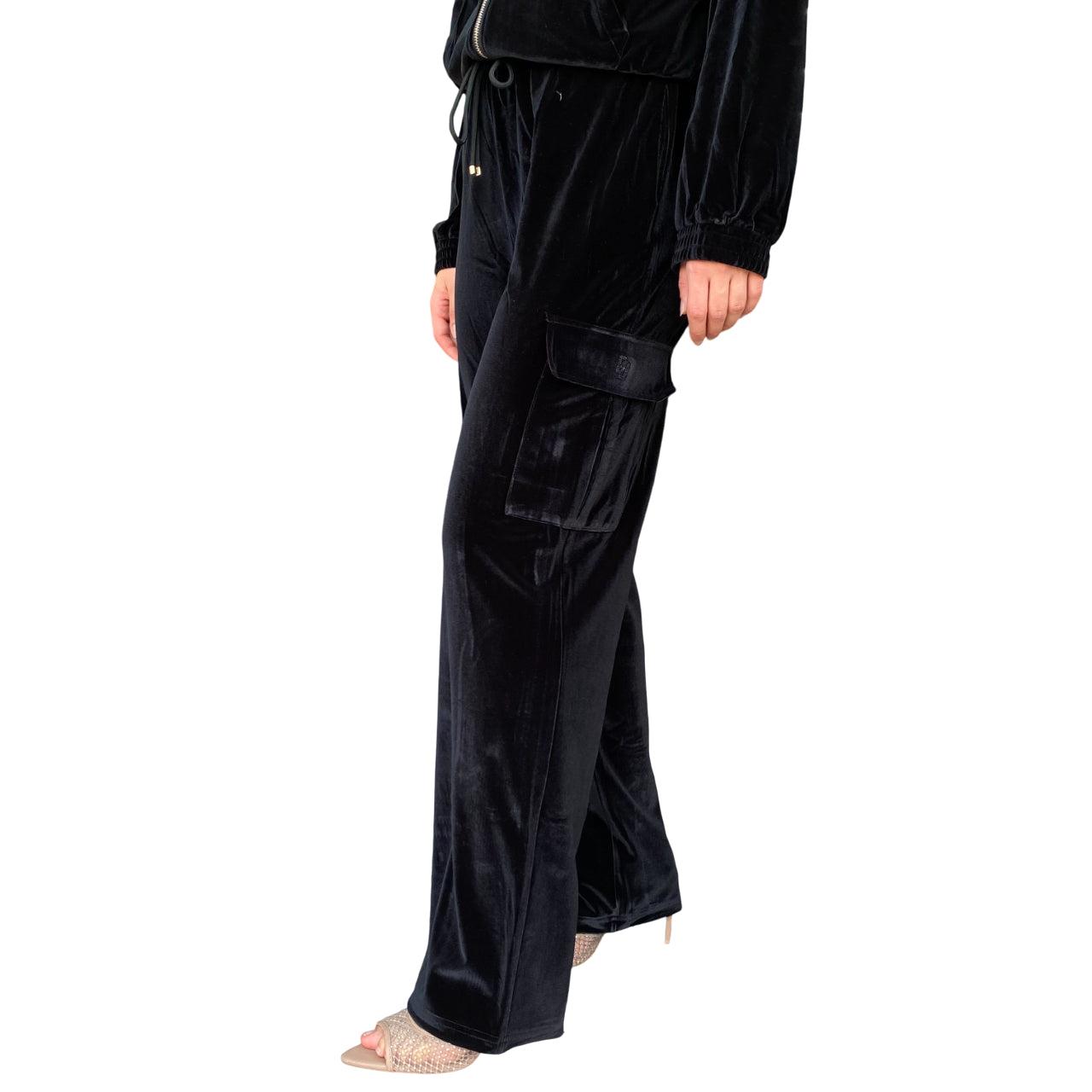 Gaudì Pantaloni Donna Ciniglia con Tasche Cargo 521BD24006 Nero | Pantaloni sportivi - lato