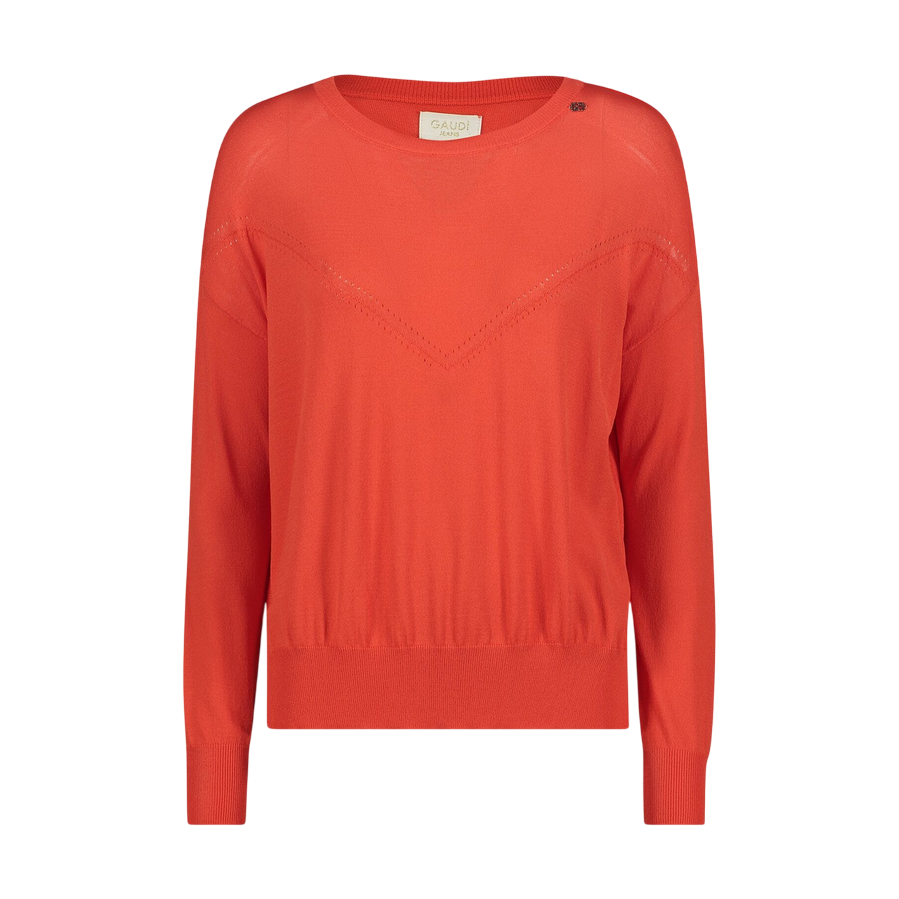 Gaudì maglioncino da donna girocollo con effetto cucitura a V 511BD53011 2719 arancio