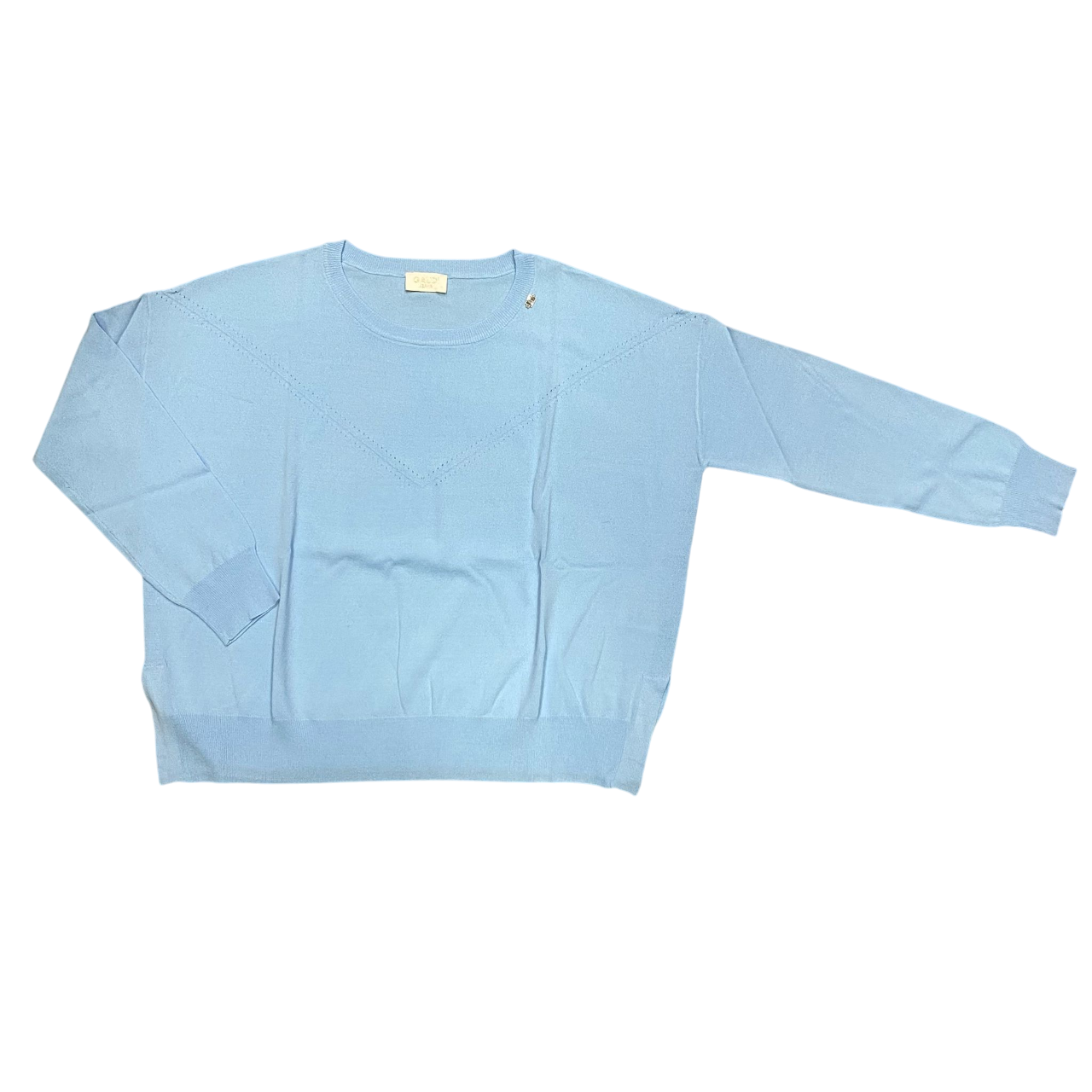 Gaudì maglioncino da donna girocollo con effetto cucitura a V 511BD53011 3956 celeste