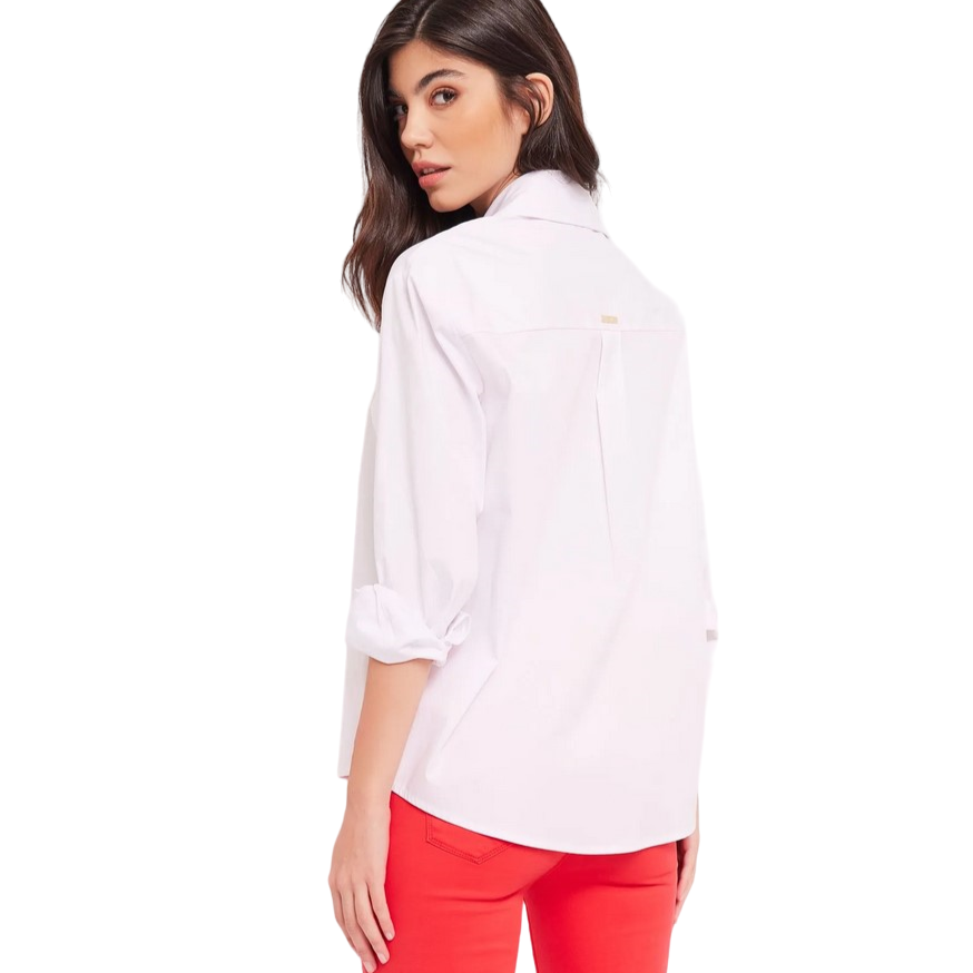 Gaudì women&#39;s long sleeve shirt with lace insert 411BD45024 white