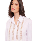 Gaudì camicia manica lunga da donna con inserto in pizzo 411BD45024 bianco