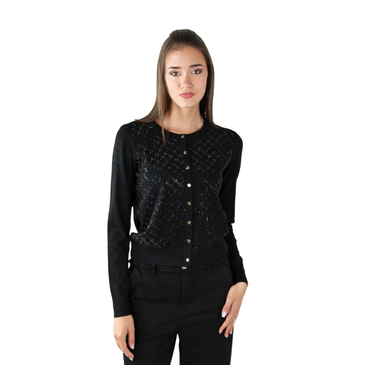 Gaudì cardigan da donna con logo e strass 421BD53015-2001 nero