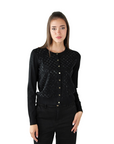 Gaudì cardigan da donna con logo e strass 421BD53015-2001 nero