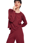 Gaudì maglia girocollo da donna lurex 421BD53039-3474 bordeaux