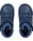Geox scarpa alta da bambino con laccio elastico e velcro Gisli B361ND 05410 C0700 blu-azzurro