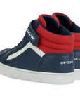 Geox children's high shoe with elastic lace and velcro Gisli B361ND 05410 C0735 blue-red