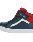 Geox children's high shoe with elastic lace and velcro Gisli B361ND 05410 C0735 blue-red