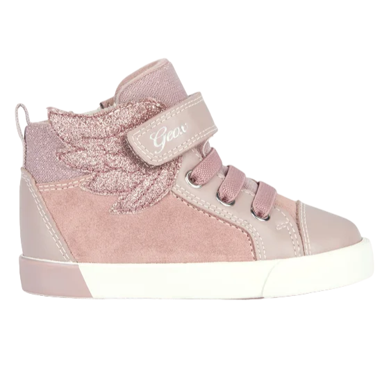 Geox girl&#39;s shoe in suede with elastic velcro lace and Kilwi zip B36D5A-022BC-C8056 pink
