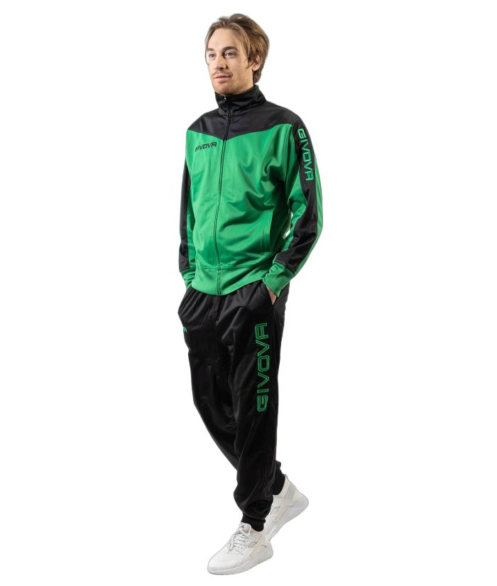 Givova Tuta sportiva da uomo in triacetato Roma TR036 1310 verde-nero
