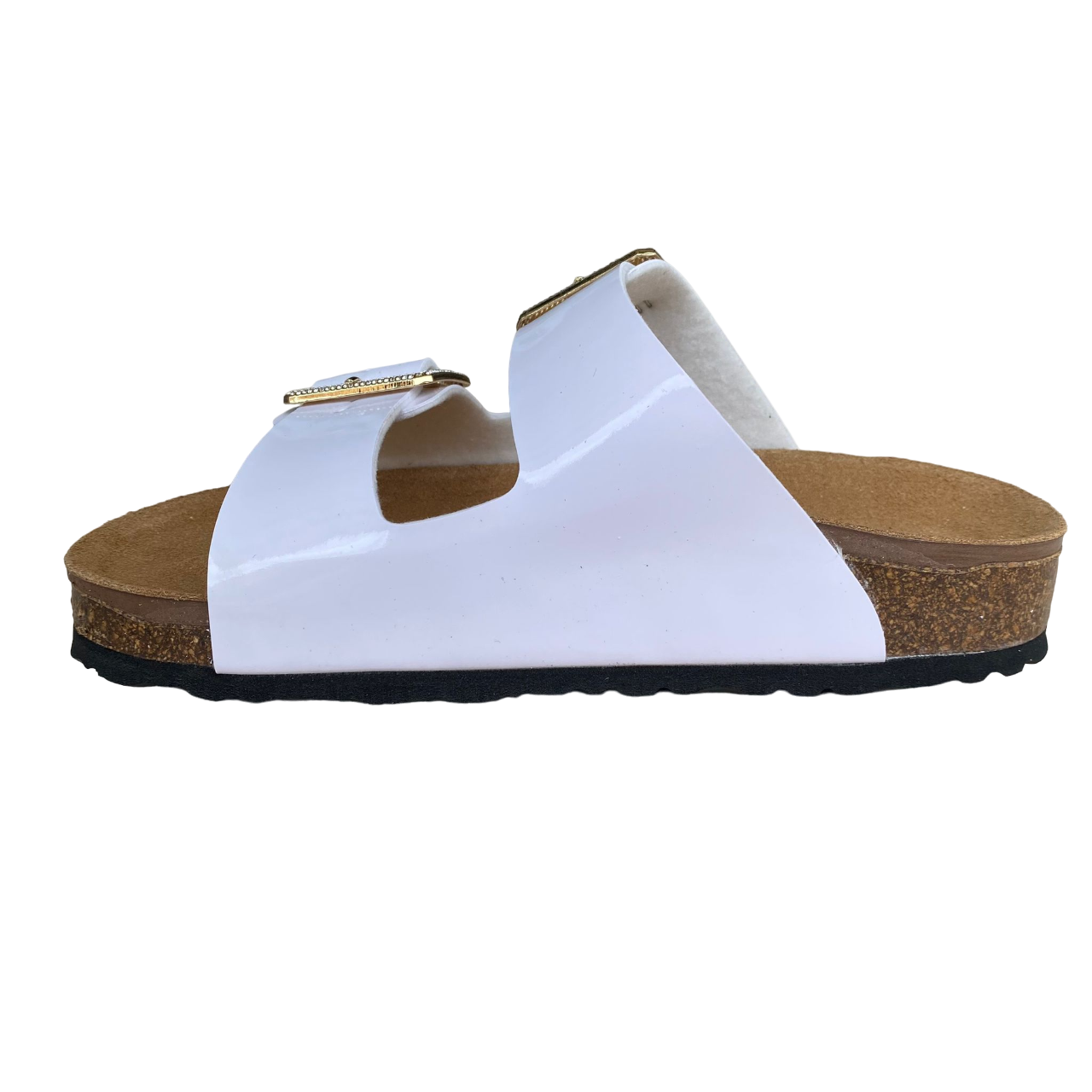Goldstar ciabatta da donna sottopiede in pelle con 2 fibbie con strass GS31801QS bianco 1
