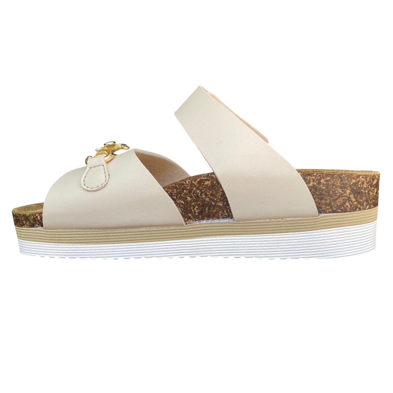 Goldstar ciabatta donna GS4888M beige vista laterale dettaglio fasce