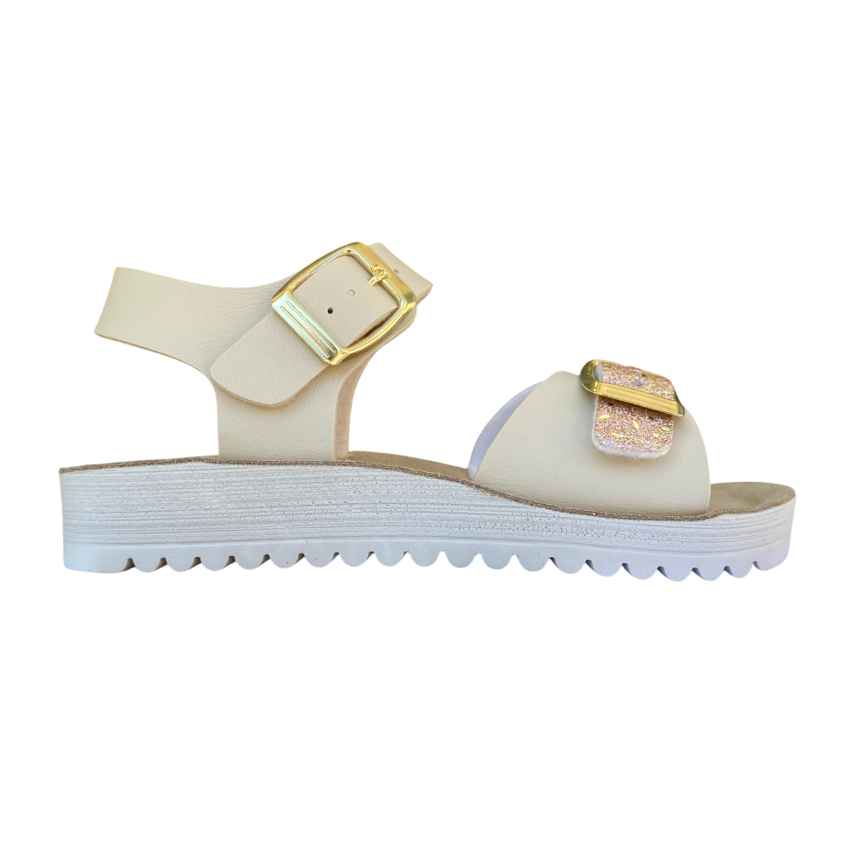 Goldstar sandalo da bambina con plantare anatomico fasce regolabili con applicazioni GSP46C beige