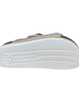 Goldstar women's slipper in leather insole with 2 glittery bands and golden buckle GS4801QBK platinum