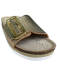 Goldstar women's slipper leather insole with golden buckle GS4836 platinum