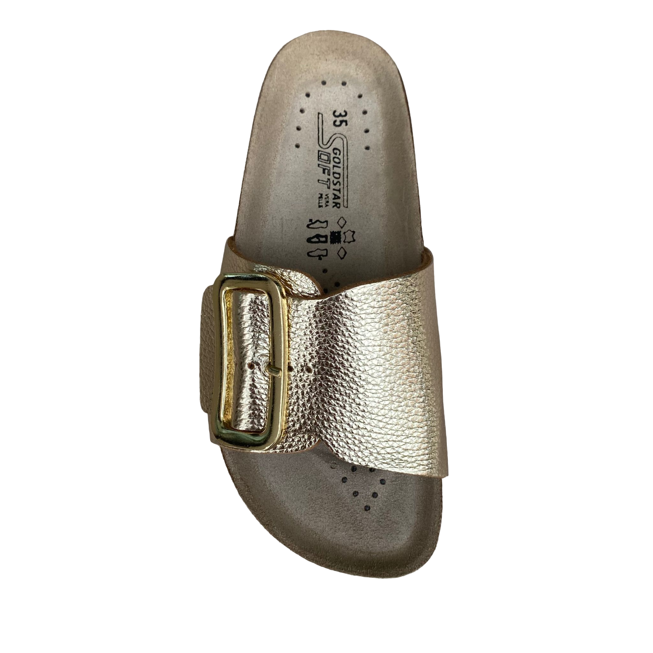 Goldstar women&#39;s slipper leather insole with golden buckle GS4836 platinum