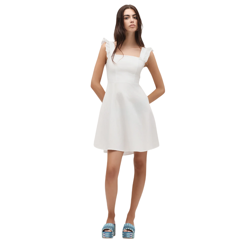Griffai Abito corto da donna con bretelle fiocco sulla schiena DGP6699 bianco