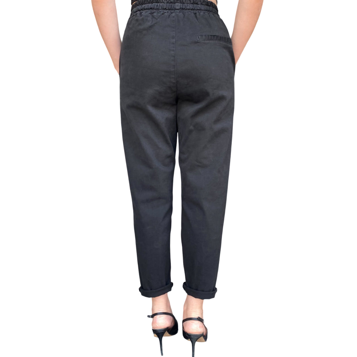 Griffai D6010: Pantalaccio in Gabardina Donna Nero - posteriore