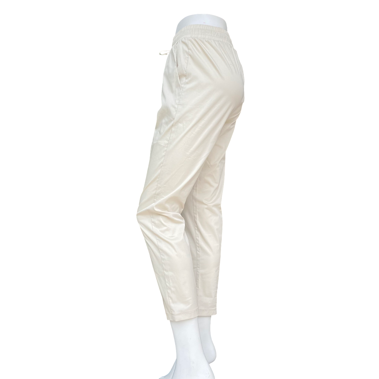 Griffai pantalone da donna in tessuto tecnico con elastico e laccio in vita DGP6306 beige_laterale