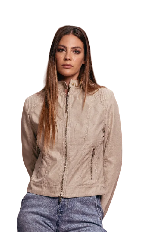 Griffai giubbino da donna bomber in camoscio DGP3385 Beige