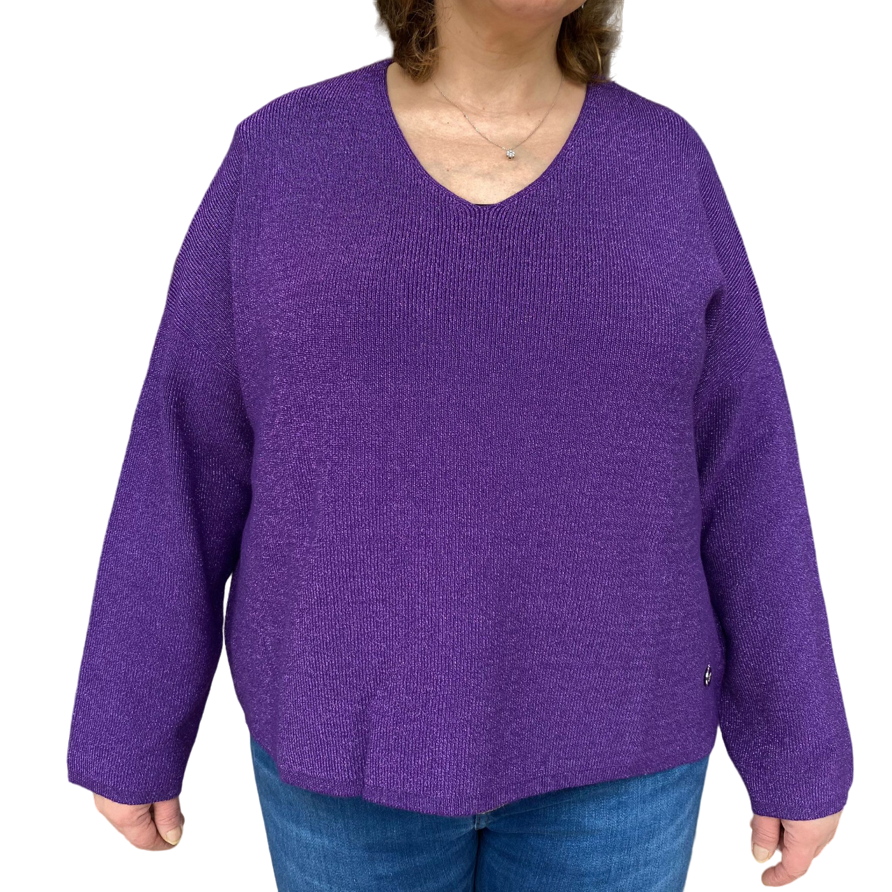 Griffai maglia da donna con scollo a V in filo delux DGF4200 viola