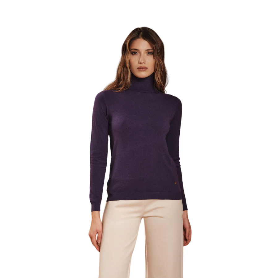 Griffai maglia da donna dolcevita basic DGF4101 viola