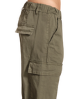 Griffai pantalone da donna con elastico in vita e tasconi DGP5065 militare