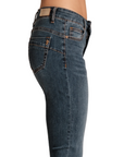 Griffai pantalone jeans da donna con spacchetti e catena alla caviglia DGP4757  blu medio