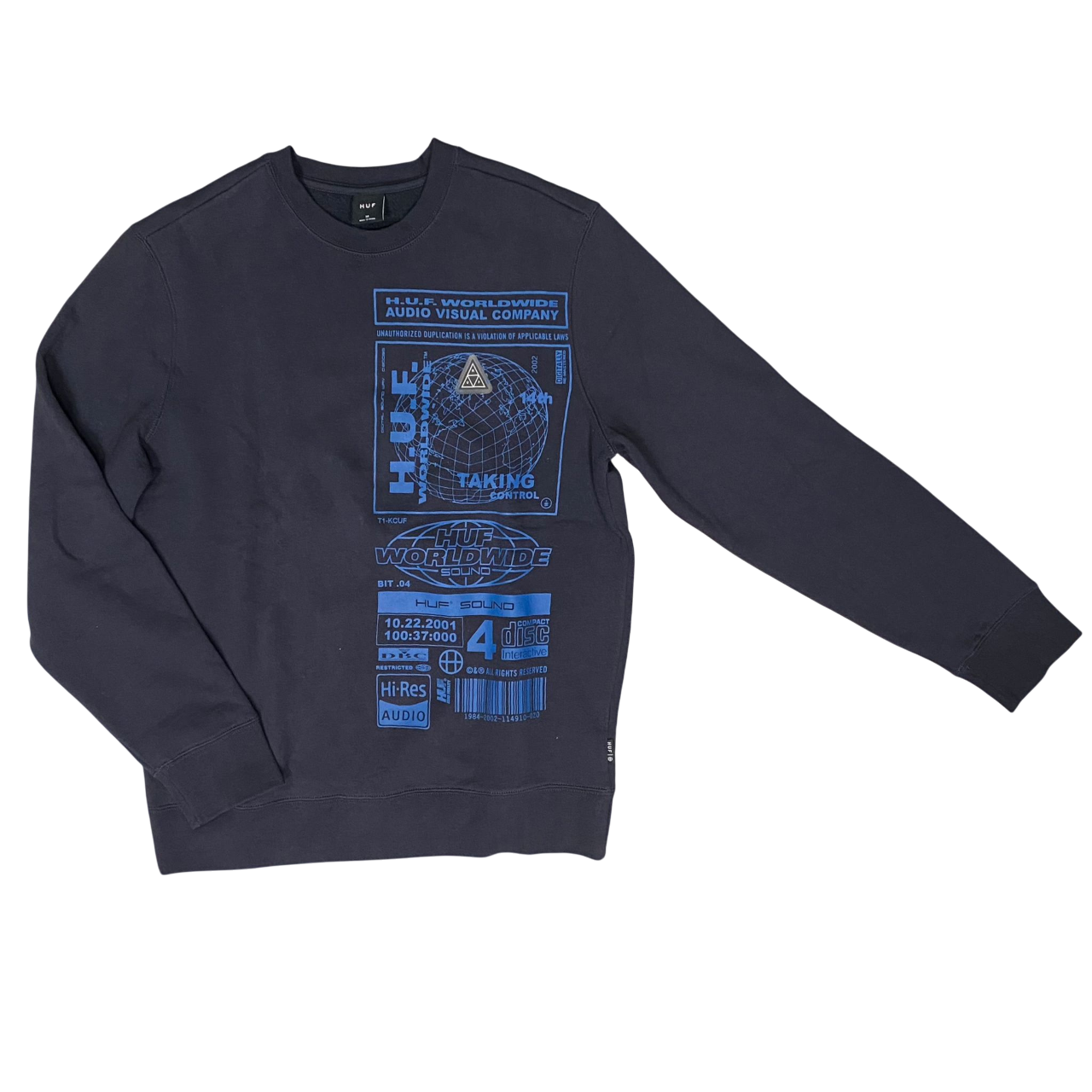 HUF felpa con cappuccio da uomo  BIT-6 CREWNECK PF00279 blu