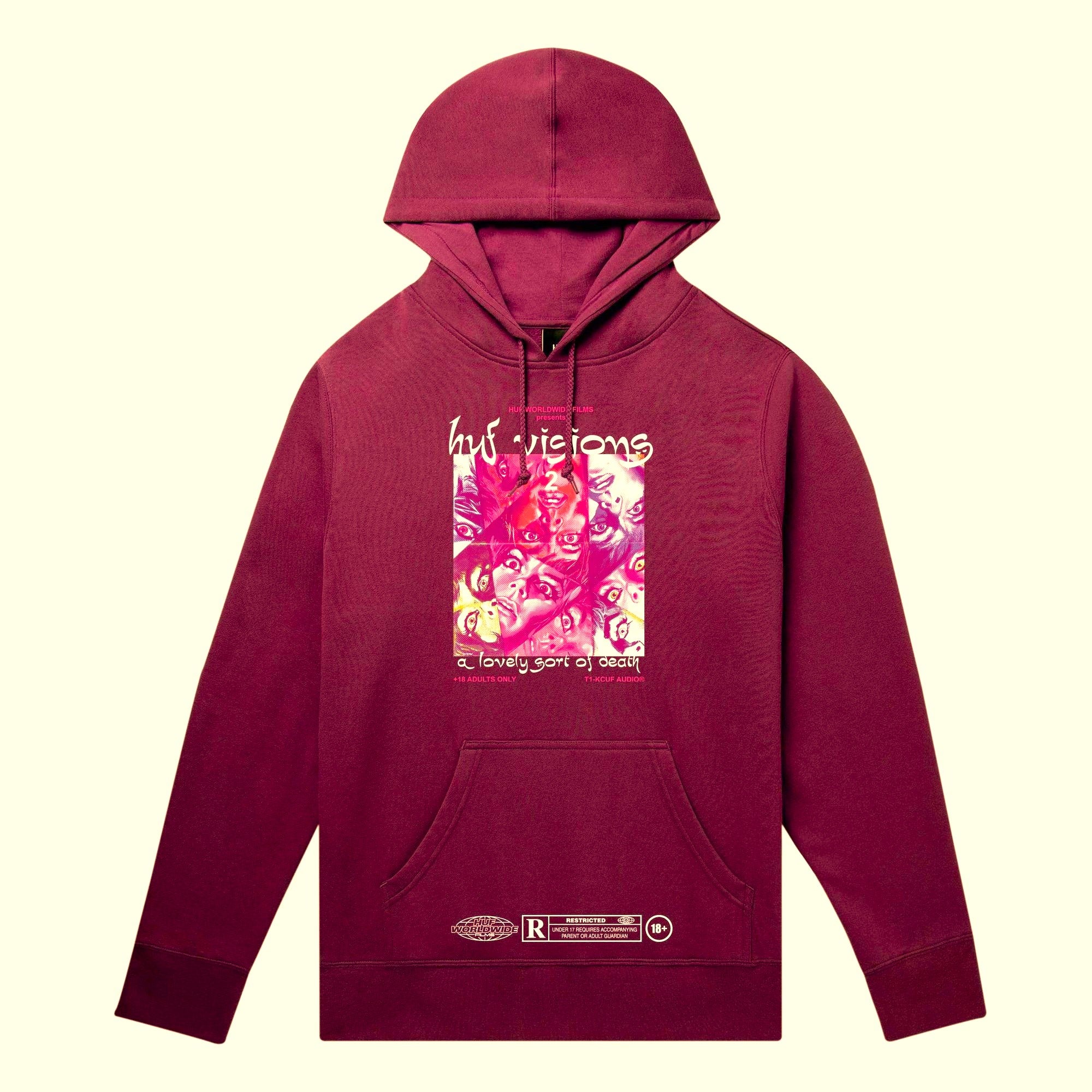 HUF felpa con cappuccio da uomo Lovely Sort PF00284 rosso