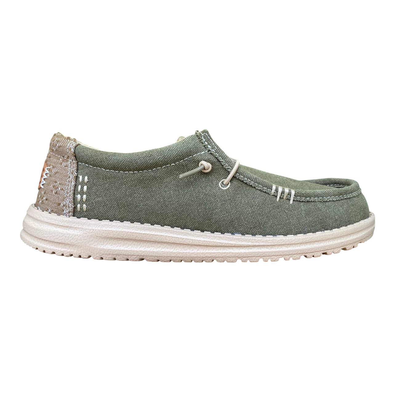 Hey Dude scarpa con tomaia in tessuto da uomo Wally summer linen 43084-3YT verde scuro-crema irlandese