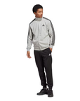 Adidas Men's Basic 3-Stripes Frecnh Terry Brushed Cotton Tracksuit IC6748 grey-black