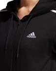 Adidas women's hooded sweatshirt with 3 stripes full zip in light cotton IC8769 black