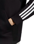 Adidas women's hooded sweatshirt with 3 stripes full zip in light cotton IC8769 black