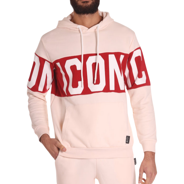 Icon Felpa con cappuccio da uomo con logo IU9186FC crema-rosso